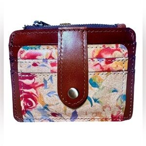 NWT Patricia Nash Cassis Leather ID Wallet- Aegean Bloom